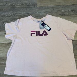FILA T Shirt Womens Thea Logo Short Sleeve Crew Neck Tee Pink 2X